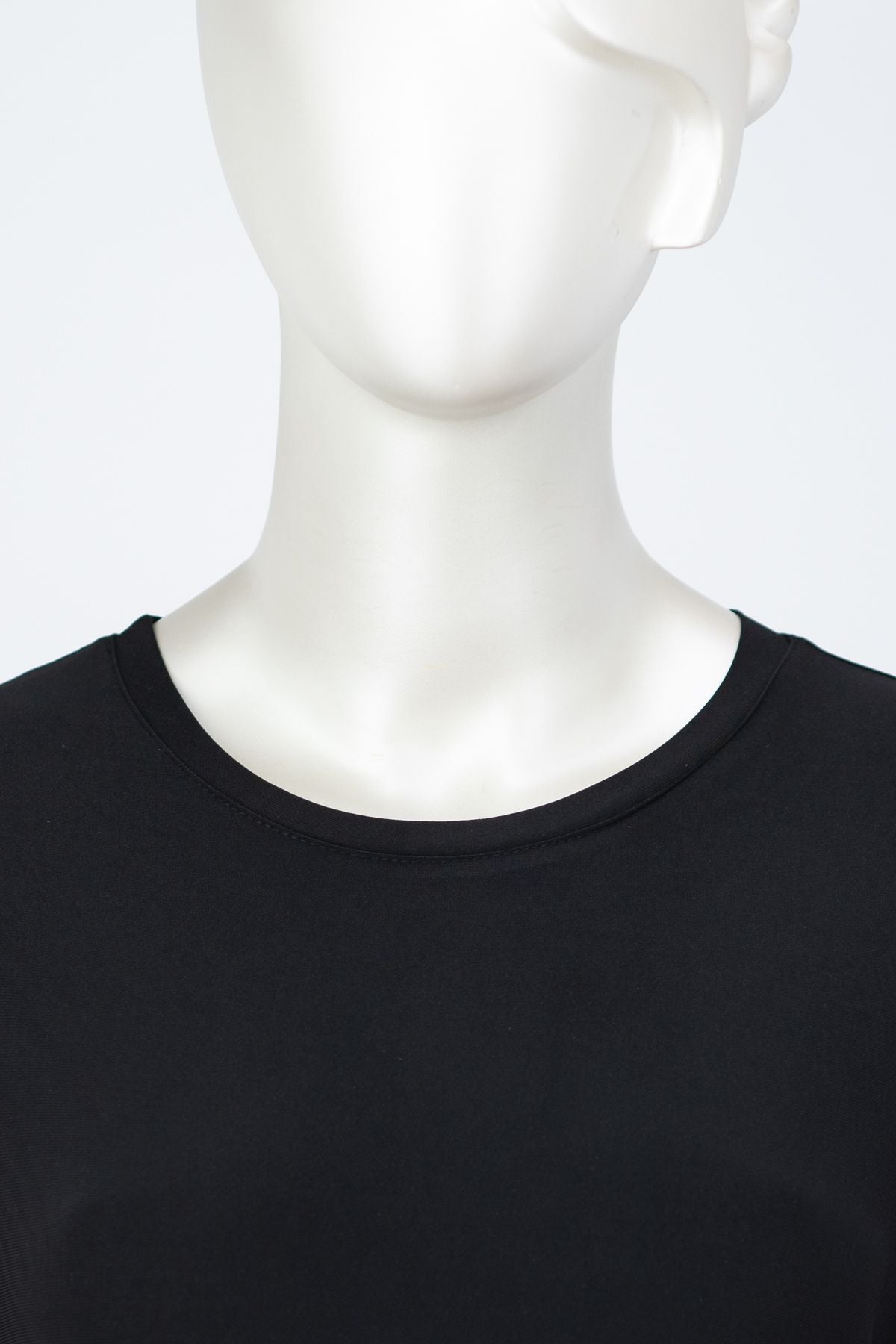 Kadın Sandy Kumaş Boydan Elbise Astarlı Uzun Kol Bisiklet Yaka Likralı Rahat Kesim Tam Kalıp